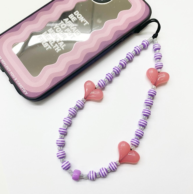 Heart Beaded Phone Charm Strap